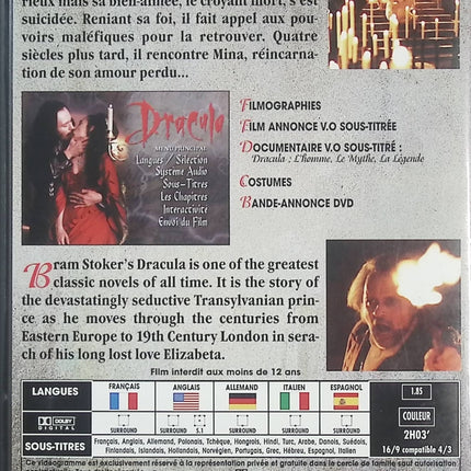 Dracula – Gary Oldman, Monica Bellucci, film fantastique et d’horreur gothique de Francis Ford Coppola, vampire et romance surnaturelle – DVD