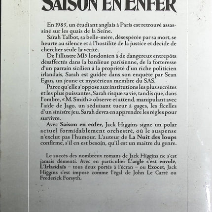 Saison en enfer - Jack Higgins - livre