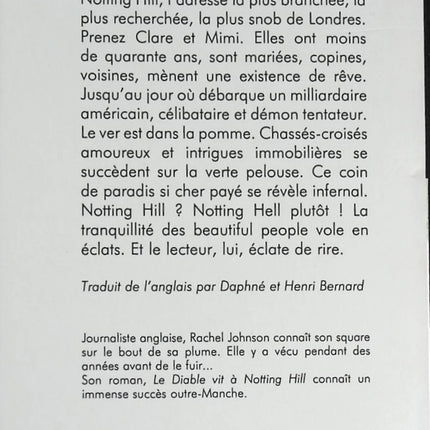 Le diable vit à Notting Hill – Rachel Johnson, roman contemporain plein d’humour et de rebondissements - livre