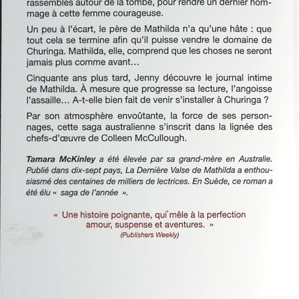 La dernière valse de Mathilda roman historique saga familiale romance Australie occasion – Tamara McKinley - livre