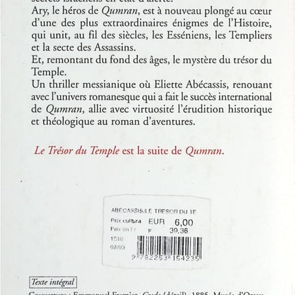Le Trésor du temple - Eliette Abécassis - livre