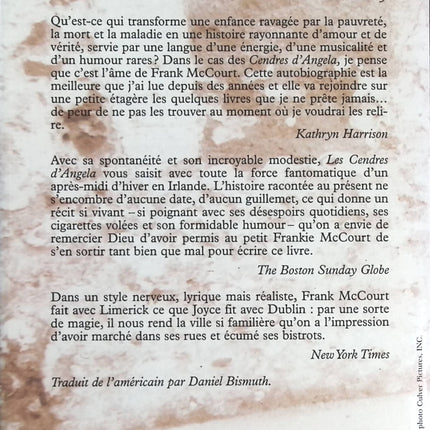 Les cendres d'Angela - Une enfance irlandaise - Frank McCourt- livre