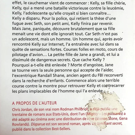 Disparue - Chris Jordan - livre