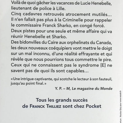 Le Syndrome E - Franck Thilliez - 2015 - livre