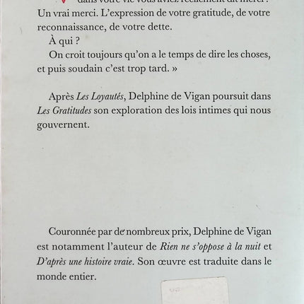 Gratitudes - Delphine de Vigan - Book
