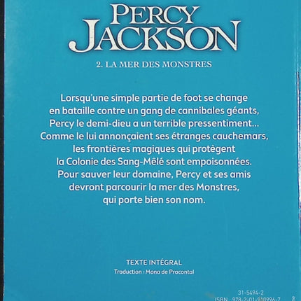 Percy Jackson – Tome 2 : La mer des monstres – Rick Riordan – roman jeunesse fantasy mythologie grecque - Livre