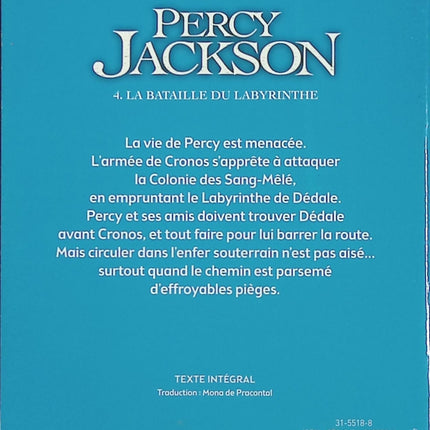Percy Jackson – Tome 4 : La bataille du labyrinthe – Rick Riordan – roman fantasy jeunesse mythologie grecque - Livre