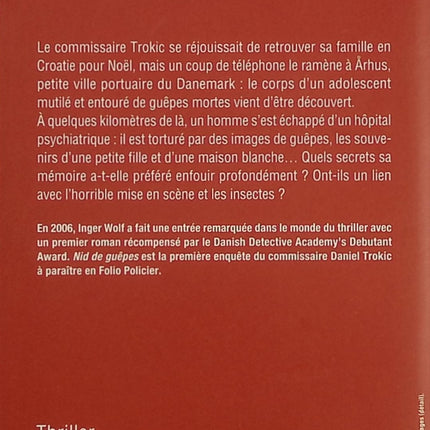 Nid de guêpes – Une enquête de l’inspecteur Daniel Trokic – Inger Wolf – Thriller scandinave et polar psychologique danois - Livre