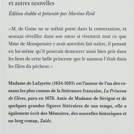 Histoire de la princesse de Montpensier et autres nouvelles – Madame de Lafayette – Nouvelles classiques et passions au XVIIe siècle - Livre