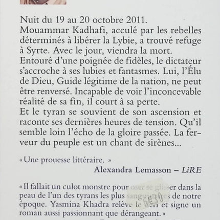 La Dernière Nuit du Raïs – Yasmina Khadra – Roman historique sur les dernières heures de Mouammar Kadhafi - Livre