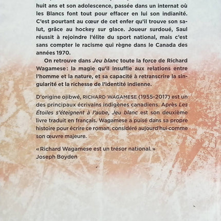 Jeu blanc – Richard Wagamese – Roman canadien bouleversant sur l’identité et le hockey - Livre