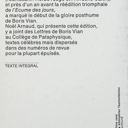 Je voudrais pas crever – Boris Vian – Recueil de poésie française, textes engagés et poésie anticonformiste - Livre