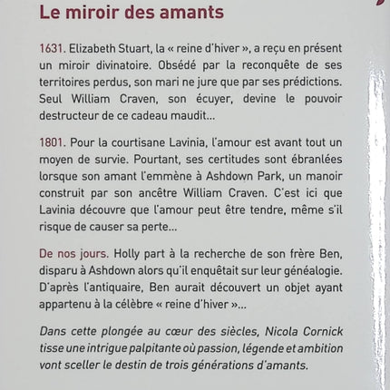 Le miroir des amants – Nicola Cornick – Romance historique et voyage entre passé et présent - Livre