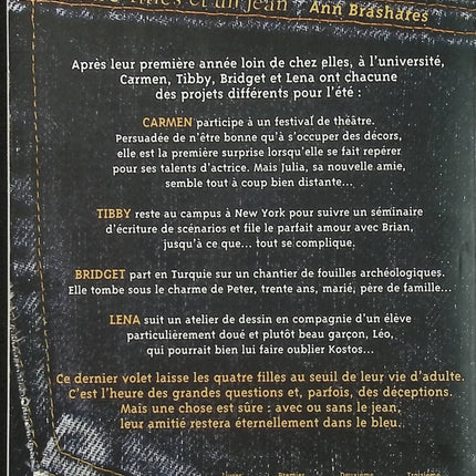 Quatre Filles et un Jean – Tome 4 Le dernier été – Ann Brashares – Roman jeunesse amitié amour vie universitaire - Livre
