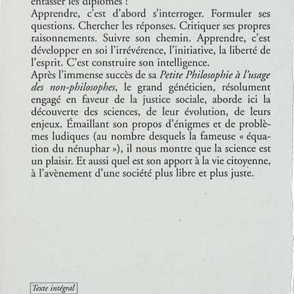 L’Équation du nénuphar – Les plaisirs de la science – Albert Jacquard – Essai vulgarisation scientifique réflexion humanisme - Livre
