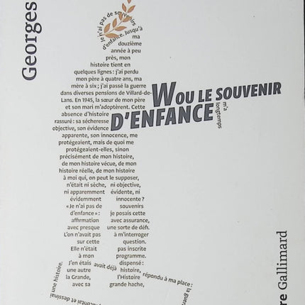 W ou le souvenir d’enfance – Georges Perec | autobiographie, mémoire, littérature française contemporaine et récit introspectif - Livre