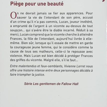 Piège pour une beauté Tome 3 – Vivienne Lorret – Romance historique Regency et séduction dans la haute société - Livre
