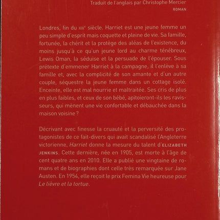 Harriet – Elizabeth Jenkins – Roman anglais inspiré d’un fait divers victorien - Livre