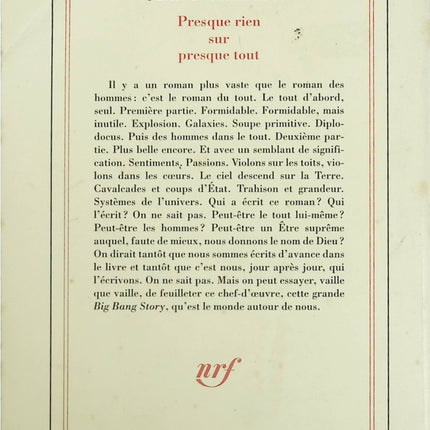 Essai philosophie littéraire Presque rien sur presque tout Jean d’Ormesson réflexion sur le monde livre occasion - Livre