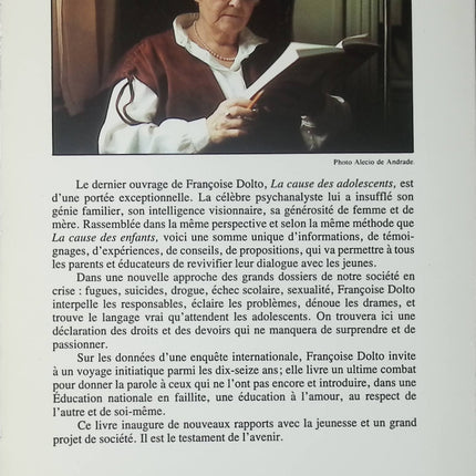 La cause des adolescents Françoise Dolto psychologie adolescent éducation parentalité développement enfant - Livre