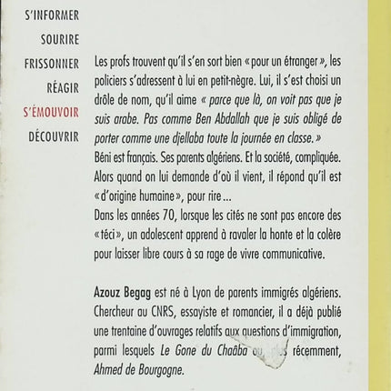 Béni ou le paradis privé – Azouz Begag – Roman autobiographique et social sur l’enfance et l’immigration - Livre