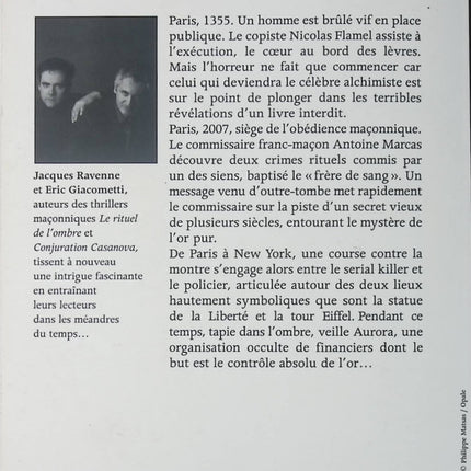 Le Frère de sang – Giacometti & Ravenne – roman thriller ésotérique enquête franc-maçonnerie suspense historique d’occasion - Livre