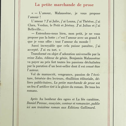Roman policier humoristique La Petite Marchande de prose Daniel Pennac enquête Malaussène humour livre occasion - Livre