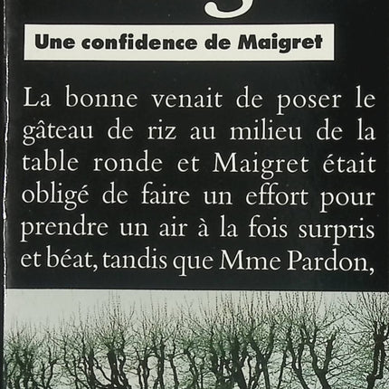 Une Confidence de Maigret – Georges Simenon – Roman policier classique et enquête du commissaire Maigret - Livre