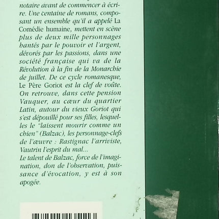Classique littérature française Le Père Goriot Honoré de Balzac roman XIXe siècle société Paris livre occasion - Livre