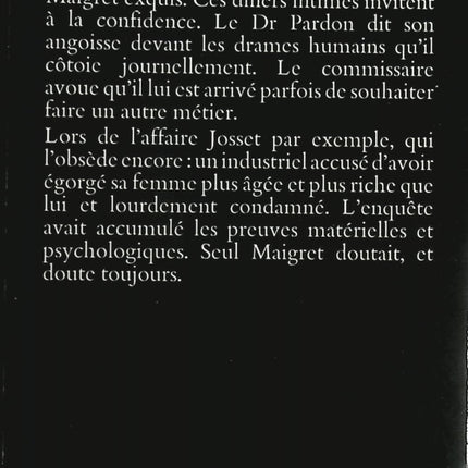 Une Confidence de Maigret – Georges Simenon – Roman policier classique et enquête du commissaire Maigret - Livre