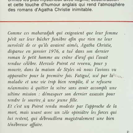 Poirot quitte la scène – Agatha Christie roman policier Hercule Poirot ultime enquête suspense classique - Livre