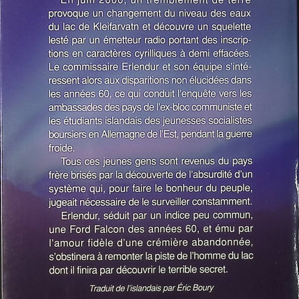L’Homme du lac – Arnaldur Indridason – roman policier nordique enquête criminelle Islande suspense d’occasion - Livre