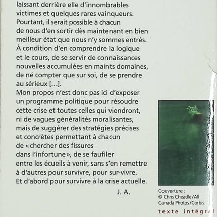 Essai développement personnel et société Sept Leçons de vie - Survivre aux crises – Jacques Attali comprendre crises résilience avenir occasion - Livre