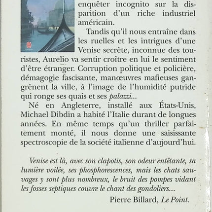 Lagune morte – Michael Dibdin roman policier enquête Italie Venise mystère crime atmosphère noire - Livre