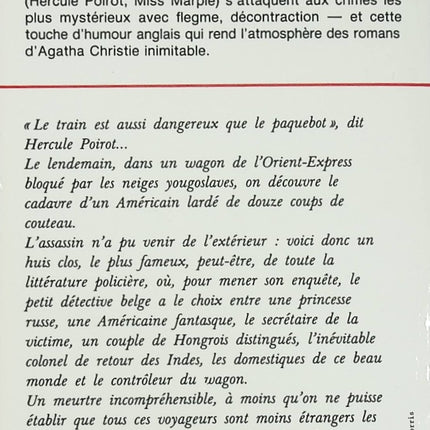 Le Crime de l’Orient-Express – Agatha Christie – Roman policier classique et enquête du célèbre Hercule Poirot - Livre