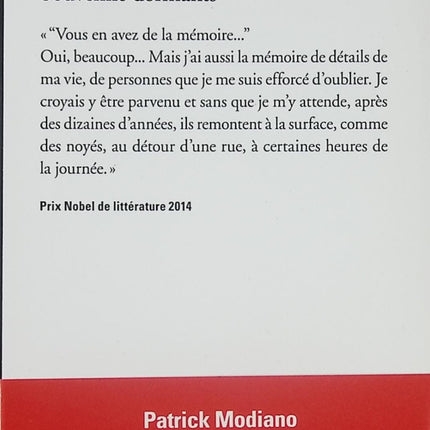 Souvenirs dormants – Patrick Modiano – Roman contemporain sur la mémoire, les disparitions et les souvenirs flous - Livre