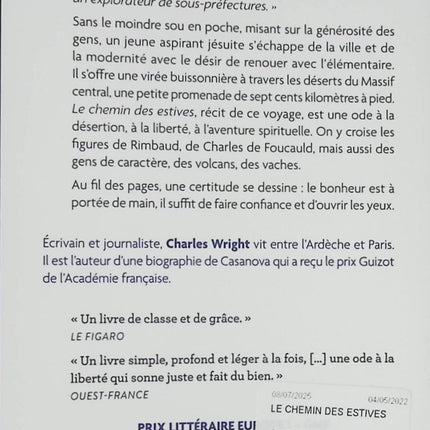 Le Chemin des estives – Charles Wright – Récit de voyage et quête intérieure sur les chemins de montagne - Livre
