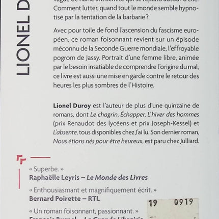 Eugenia – Lionel Duroy – roman historique guerre Roumanie antisémitisme mémoire d'occasion - Livre