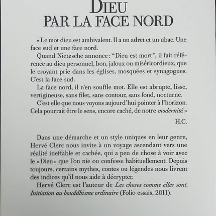 Essai spiritualité contemporaine Dieu par la face nord Hervé Clerc réflexion religion mystique livre occasion - Livre