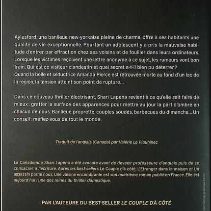 Une voisine encombrante – Shari Lapena – roman thriller psychologique suspense voisinage secrets de famille d’occasion - Livre