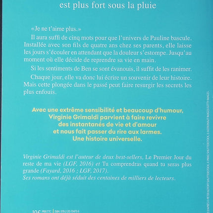 Le parfum du bonheur est plus fort sous la pluie – Virginie Grimaldi – roman contemporain émotion famille reconstruction amour d’occasion - Livre