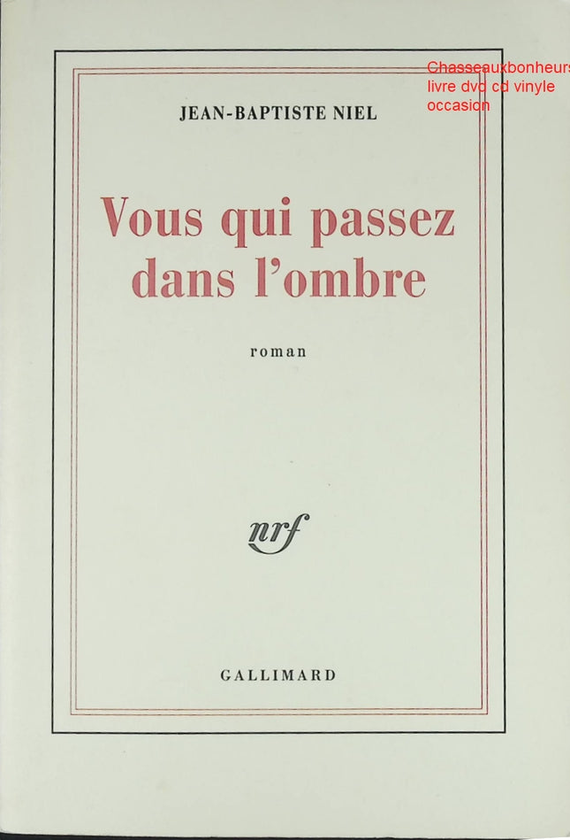 Vous qui passez dans l’ombre – Jean-Baptiste Niel – Roman contemporain et récit introspectif sur les vies invisibles - Livre