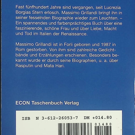 Lucrezia Borgia – Massimo Grillandi – Biographie historique et portrait de la Renaissance italienne - Livre en Allemand