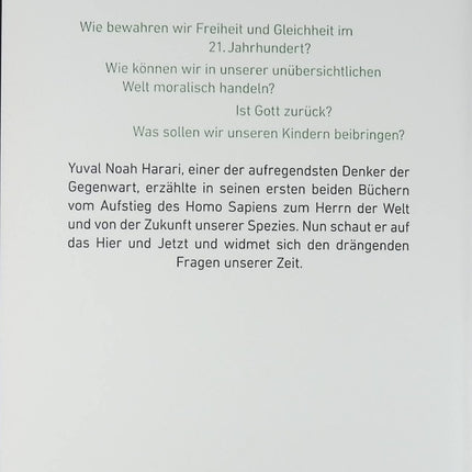 Essai société futur 21 Lektionen für das 21 Jahrhundert Yuval Noah Harari philosophie moderne livre occasion - Livre en Allemand