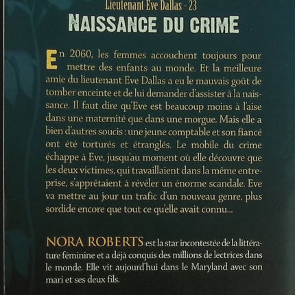 Naissance du Crime - Nora Roberts - livre