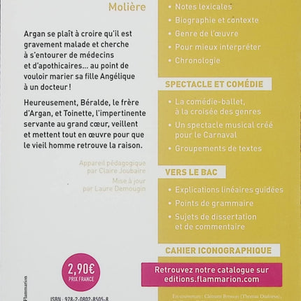 Le Malade imaginaire – Molière – pièce de théâtre classique, comédie satirique et étude au programme scolaire - Livre