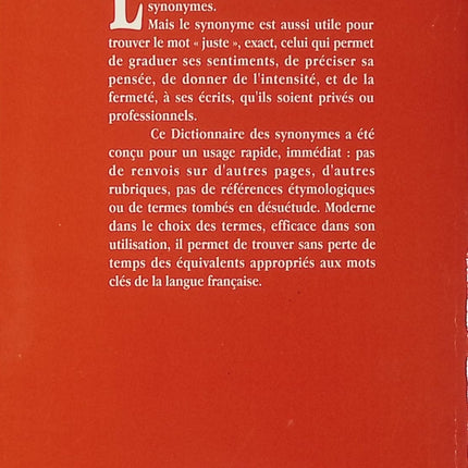 Dictionnaire des synonymes de la langue française dictionnaire français vocabulaire expression rédaction - Livre