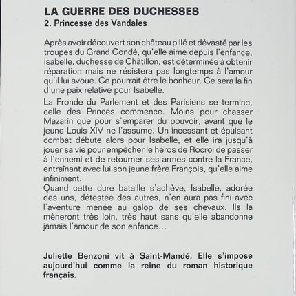 La Guerre des Duchesses – Tome 2 : Princesse des Vandales – Juliette Benzoni – Roman historique et intrigue de cour - Livre