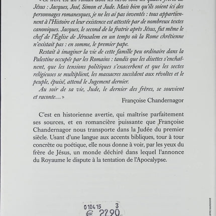Vie de Jude, frère de Jésus – Françoise Chandernagor – Roman historique et fresque spirituelle - Livre