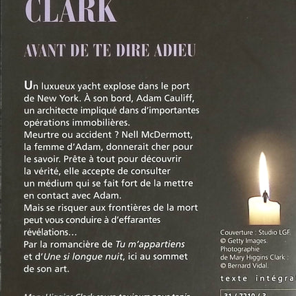 Avant de te dire adieu - Mary Higgins Clark - livre